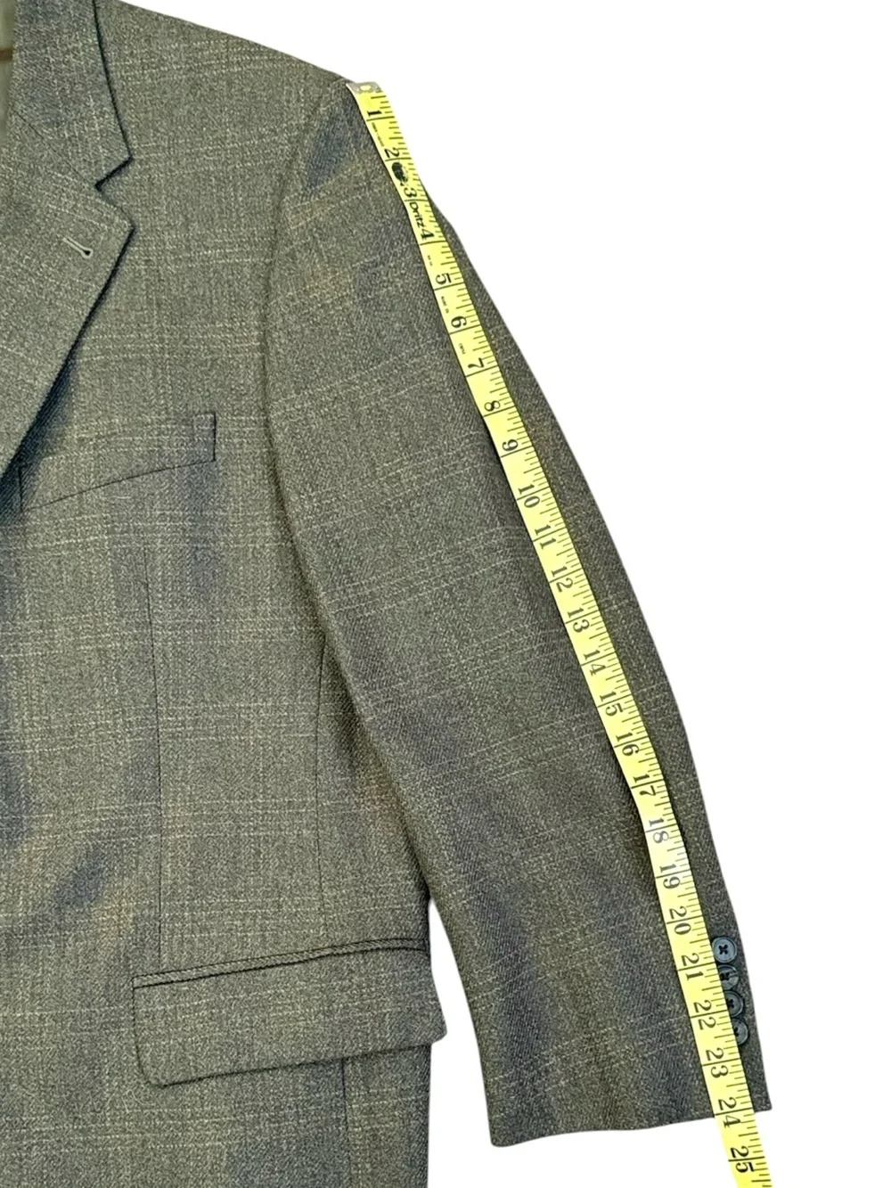 Vintage Joseph Abboud 43R Dark Green Windowpane Plaid Sport Coat Lambswool GFT